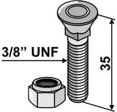 Pflugschraube 3/8" UNF x 35 und Sechskantmutter Marsk-Stig Nachbau