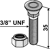 Pflugschraube 3/8" UNF x 35 und Sechskantmutter Marsk-Stig Nachbau