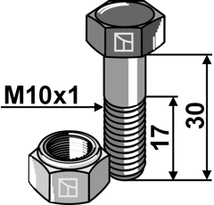 Schraube mit Sicherungsmuttern - M10x1x30