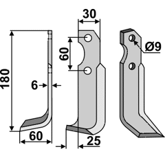 Fräsmesser Links 180 x 30 Brumital-Agris Nachbau