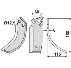 Lame droite pour Fraise/Rotavator FERRARI MC60/68 adaptable -