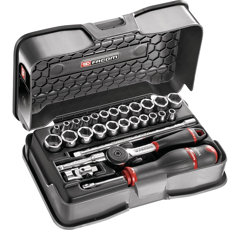 Coffret de 29 pièces douilles et accessoires 1/4" métrique et pouce | FACOM