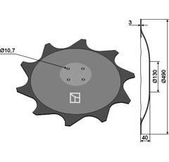 Disque de protection récolte droit 490 mm HATZENBICHLER 0219010005 adaptable - BlackSteel©