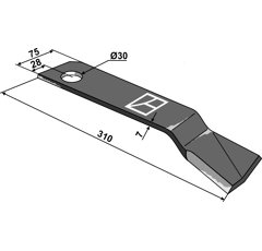 Fléau droit pour broyeur 310 x 75 mm VOTEX 35.10.070 adaptable  - BlackSteel©