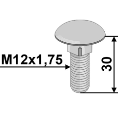 Schraube mit Rundkopf M12 x 1,75 mm Nachbau  