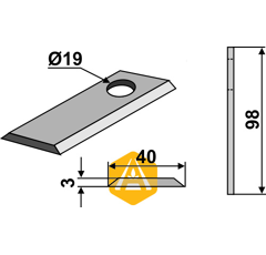 Couteau rotatif droit pour faucheuse MORRA 98D6460 adaptable - Blacksteel©