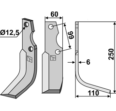 Lame droite pour Fraise/Rotavator GOLDONI 3935 adaptable -