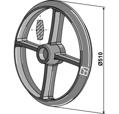 Cambridgering - Ø510mm - GG20 (EN-GJL-200) - (EN-JL1030) - Nabenbreite 100 - Laufbreite 70