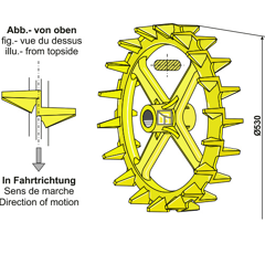 Rueda de leva Ø 530 mm para rodillo VÄDERSTAD 101005 adaptable