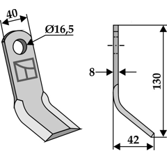 Couteau Y pour broyeur KUHN 606.0000 adaptable - Blacksteel©