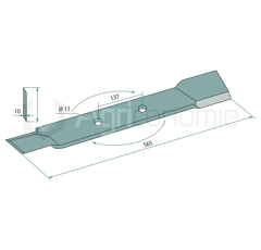 Couteau droit pour broyeur RÖLL 690622 adaptable 
