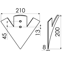 Soc patte d'oie 200 x 8 mm adaptable