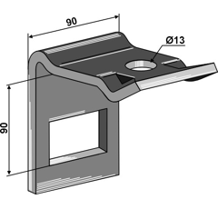 Bride de fixation pour dent 90 mm adaptable - BlackSteel©