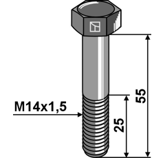 Boulon hexagonal M14 x 1,5 mm pour herse rotative adaptable