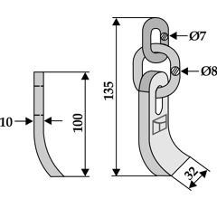 Couteau pour broyeur 100x32mm BOMFORD adaptable - Blacksteel©