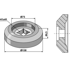 Außenflansch Ø 158 mm 44,5 mm Nachbau  