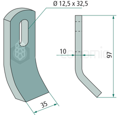 Fléau pour broyeur 97 x 35 mm VOTEX 4503030 adaptable