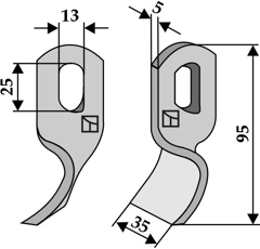 Fléau 90 mm pour broyeur AGRIA 256932041 adaptable