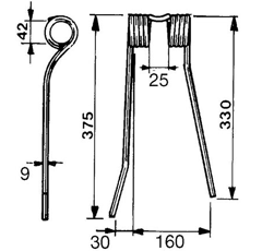 Dents large droite pour faneuse PEZET VGPZ111E adaptable