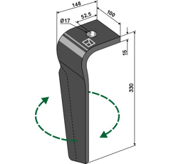 Dent droite pour herse rotative MORENI 8000782 adaptable - Blacksteel©