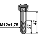 Boulon M12x1,75 x 47 pour broyeur adaptable - Blacksteel©