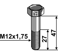 Schraube M12x1,75 x 47 für Mulcher Nachbau  