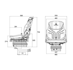Siège pneumatique - Compacto Comfort W Tissu MSG93/721 | GRAMMER
