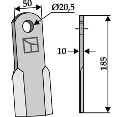Couteau droit pour broyeur 185x50mm ZAPPATOR adaptable - Blacksteel©