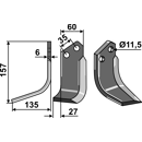 Fräsmesser Links 157 x 60 Agrator, Agric Nachbau