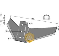 Soc à ailettes  pour déchaumeur KERNER 02-92.275 adaptable - BlackSteel©