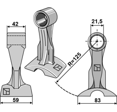 Marteau 59 mm pour broyeur LAGARDE adaptable
