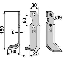 Fräsmesser 180x30mm, links - 04Z05 | Brumital-Agris - Nachbau