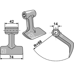Marteau pour broyeur 74x42mm MC CONNEL 4001091 Adaptable Blacksteel©