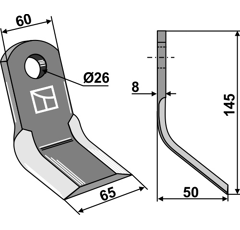 Schlegelmesser 145 x 60 mm für Mulcher FERRI - FENDT - PERUGINI 0901003 - Nachbau