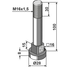Boulon M16x1,5 pour broyeur BERTI adaptable - Blacksteel©