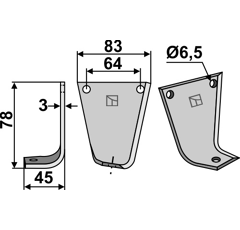 Lame gauche pour Fraise/Rotavator GUTBROD 75.71.063 adaptable