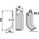Fräsmesser - links 1767L Agria by Muzzi
