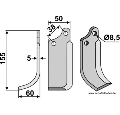 Fräsmesser - links 1767L Agria by Muzzi