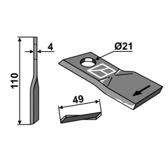 Couteau pour faucheuse PÖTTINGER 434970 adaptable - Blacksteel©