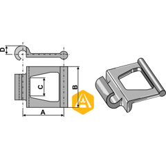 Chaîne à articulation 52 x 42,2 mmen acier pour épandeur adaptable