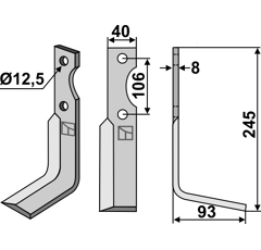 Fräsmesser 245x40mm, rechts - Mehrere Marken