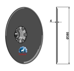 Disque lisse complet Ø380x4 mm pour semoir KUHN K3666090 adaptable - Blacksteel©