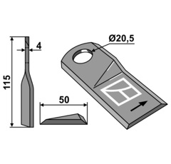 Couteau gauche pour faucheuse KUHN K6804710 adaptable - Blacksteel©