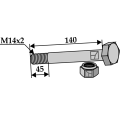 Boulon M14x2 x 140 pour broyeur adaptable - Blacksteel©
