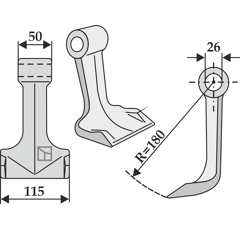 Marteau pour broyeur KUHN 6061699 adaptable - BlackSteel©