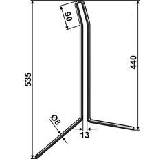Griffe Ø8mm pour semoir RABE 9006.39.51 adaptable 