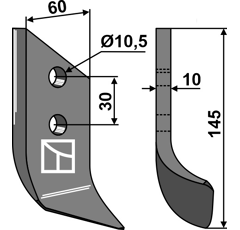 Couteau droit pour broyeur DONDI 607045 adaptable - Blacksteel©