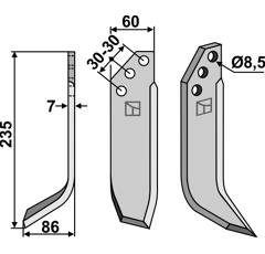 Lame gauche pour Fraise/Rotavator KUHN 596032 adaptable - Blacksteel©