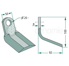 Couteau-Y pour broyeur 100x50mm CABE adaptable 