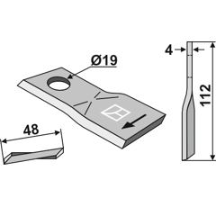 Couteau rotatif droit pour faucheuse KRONE 139889.0 adaptable - Blacksteel©